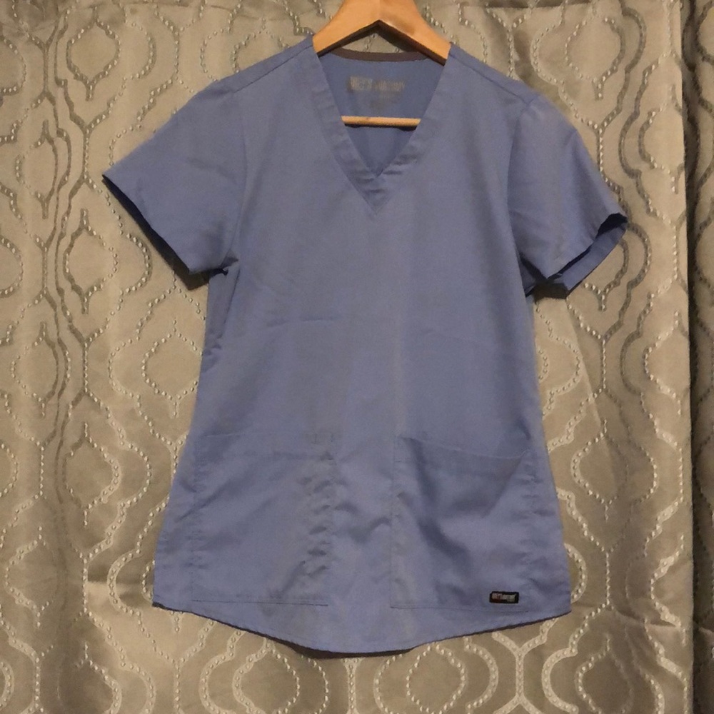 Light blue greys anatomy scrub top size XS